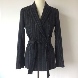 Massimo Dutti Double Breasted Tie Belt Blazer